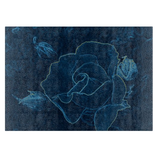 Planche À Découper contour de rose bleue (Devant)