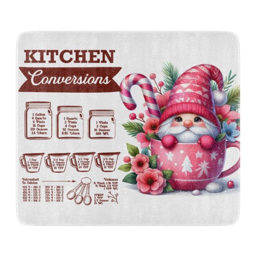 Planche À Découper Conversions Gnome/Cuisine de Noël mignonnes (Devant)