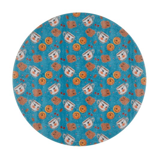 Planche À Découper Cookies, petits pains : motif arrière - plan bleu (Devant)