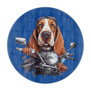 Planche À Découper Cool chien biker, joli basset hound chien conducte