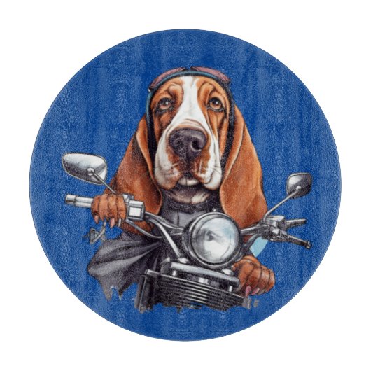 Planche À Découper Cool chien biker, joli basset hound chien conducte (Devant)