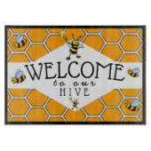 Planche À Découper Cool & Mignonne Bienvenue À Notre Bee Hive (Devant)