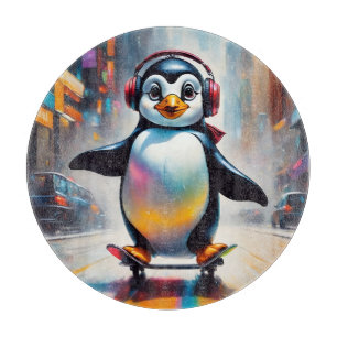 Planche À Découper Cool Peinture d'Art numérique de pingouin