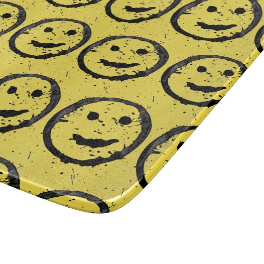 Planche À Découper Cool Sardé Joyeux visage souriant motif jaune (Coin)