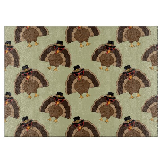 Planche À Découper Cool Turquie Thanksgiving fun brun vert motif (Devant)
