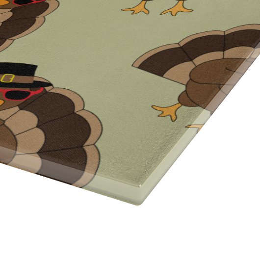 Planche À Découper Cool Turquie Thanksgiving fun brun vert motif (Coin)