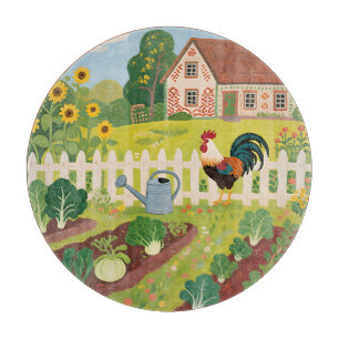 Planche À Découper Coq de jardin de ferme coloré