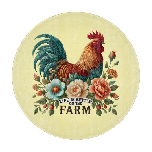 Planche À Découper Coq de vie de ferme mignon (Devant)