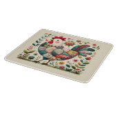 Planche À Découper Coq en patchwork folklorique avec accents floraux (Coin)