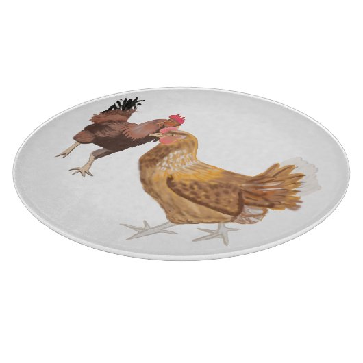 Planche À Découper Coq et poule brune (Coin)