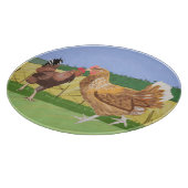 Planche À Découper Coq et poule brune à la campagne (Coin)