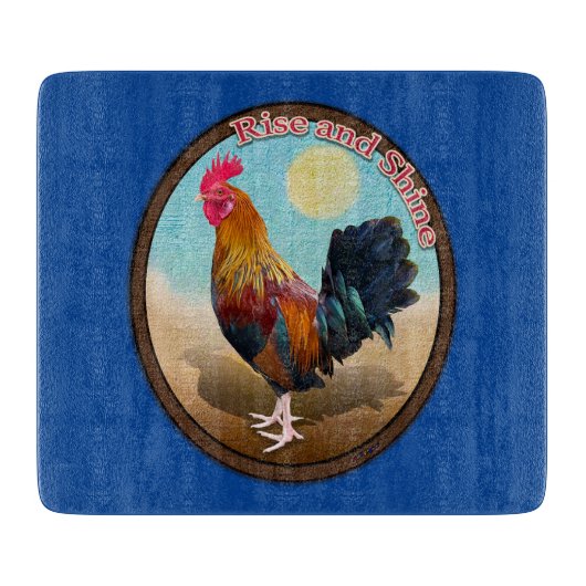Planche À Découper Coq gitan de Key West, lever et briller, ovale vin (Devant)