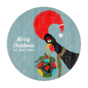 Planche À Découper Coq portugais et boule de Noël au houx