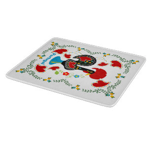 Planche À Découper Coq traditionnel du Portugal en noir