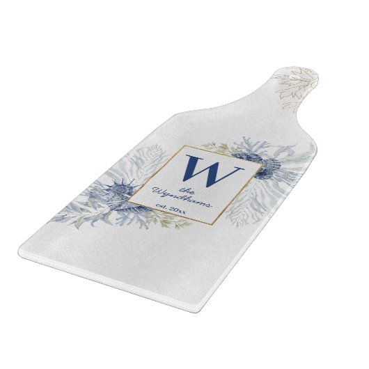 Planche À Découper Coques océaniques côtières Monogramme sur mesure é (Coin)