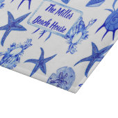 Planche À Découper Coquillage bleu mélangé nom motif personnalisé (Coin)