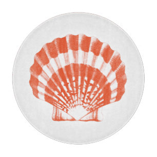 Planche À Découper Coquillage - corail orange et blanc