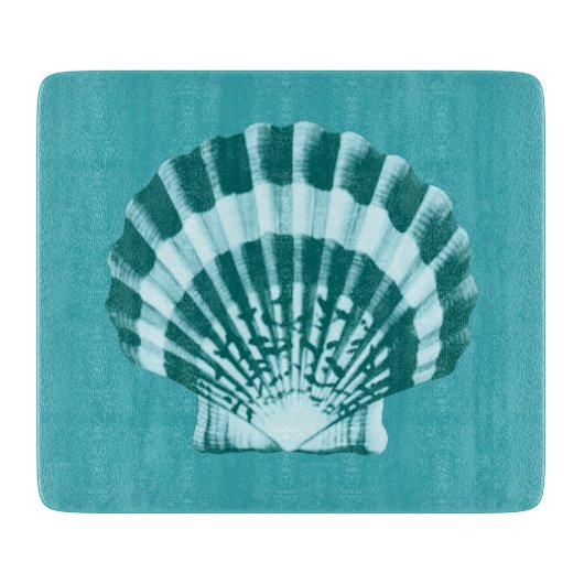 Planche À Découper Coquillage - Tons bleu turquoise (Devant)
