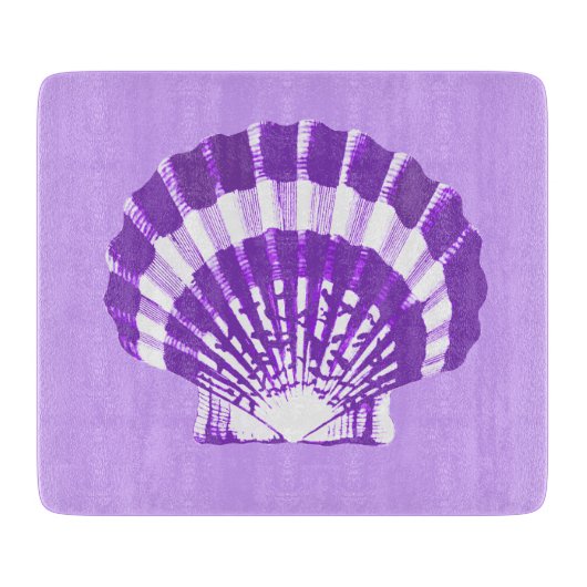 Planche À Découper Coquillage - violet et blanc (Devant)
