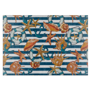 Planche À Découper Coquillages Et Motif De Ancre