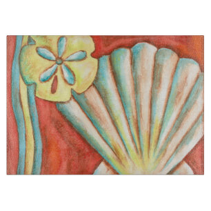 Planche À Découper Coquillages oranges rustiques