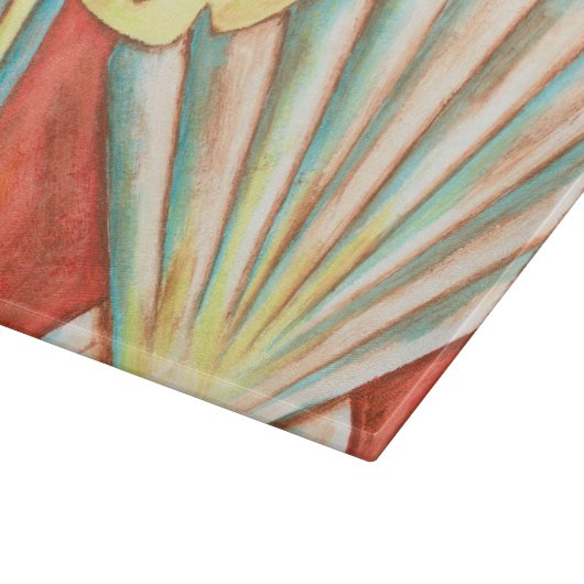 Planche À Découper Coquillages Rustiques Orange (Coin)