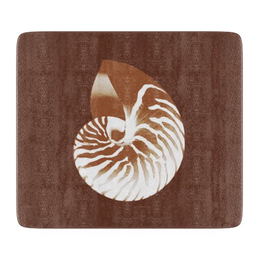 Planche À Découper Coquille de Nautilus - cacao brun et blanc (Devant)