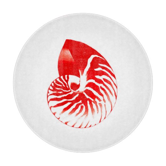 Planche À Découper Coquille de Nautilus - rouge foncé et blanc (Devant)