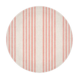 Planche À Découper Corail et beige cinq rayures motif