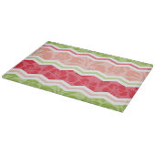 Planche À Découper Corail tropical rose et vert clair Chevron (Coin)