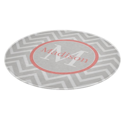 Planche À Découper Coral Chevron Monogramme (Coin)