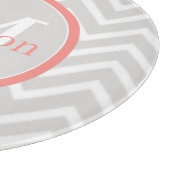 Planche À Découper Coral Chevron Monogramme (Coin)