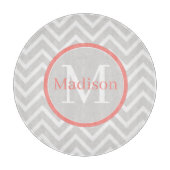 Planche À Découper Coral Chevron Monogramme (Devant)
