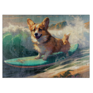 Planche À Découper Corgi Beach Surf Peinture