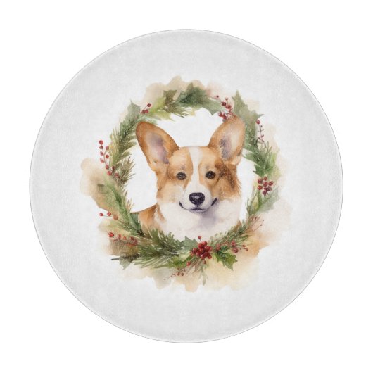 Planche À Découper Corgi Christmas Wreath Festive Pup (Devant)