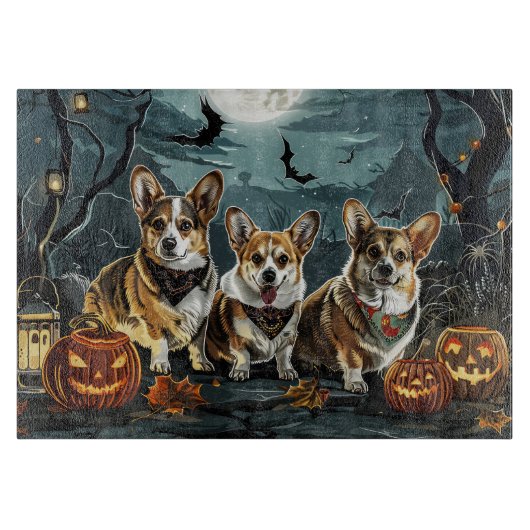 Planche À Découper Corgi Halloween Éffrayant (Devant)