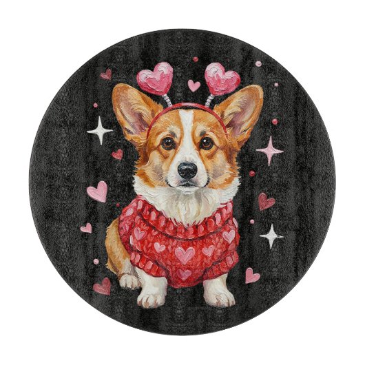 Planche À Découper Corgi Mignon Cœur Saint Valentin (Devant)
