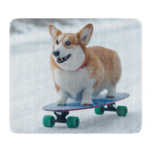 Planche À Découper corgi skate hiver joie