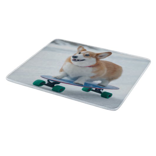 Planche À Découper corgi skate hiver joie (Coin)