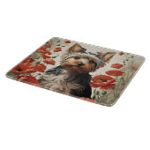 Planche À Découper Corte Yorkshire Terrier Botanique Poppies rouges (Coin)