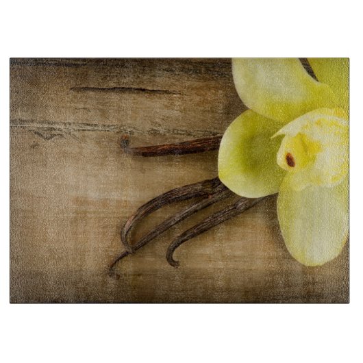 Planche À Découper Cosses et fleur de vanille au-dessus d'arrière - (Devant)