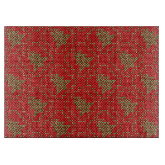 Planche À Découper Cosy sapin de Noël affreux pull à damiers motif (Devant)