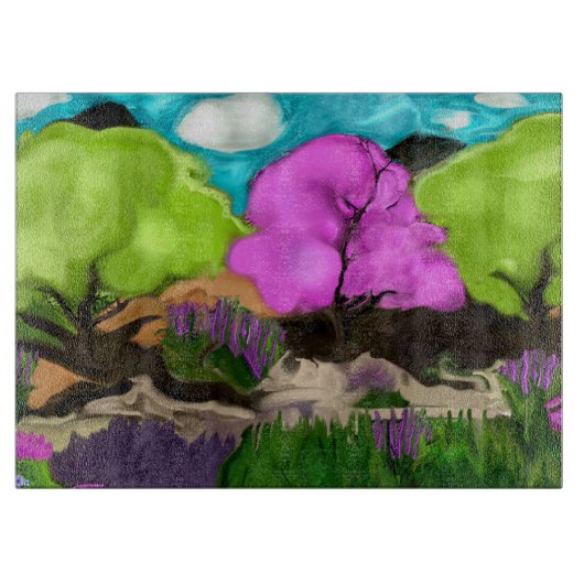 Planche À Découper Coton Bonbons Arbres Art Abstrait (Devant)