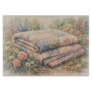 Planche À Découper Cottagecore Courtepointure Florale en Patchwork Aq