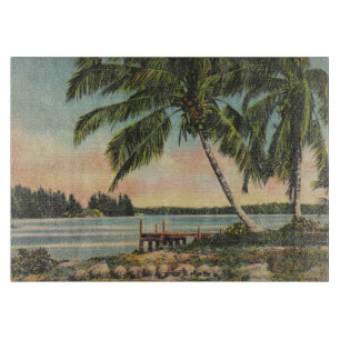 Planche À Découper Coucher de soleil de brise tropicale vintage de co