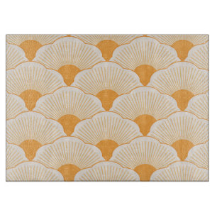 Planche À Découper Coucher de soleil, orange tonale, texture béton