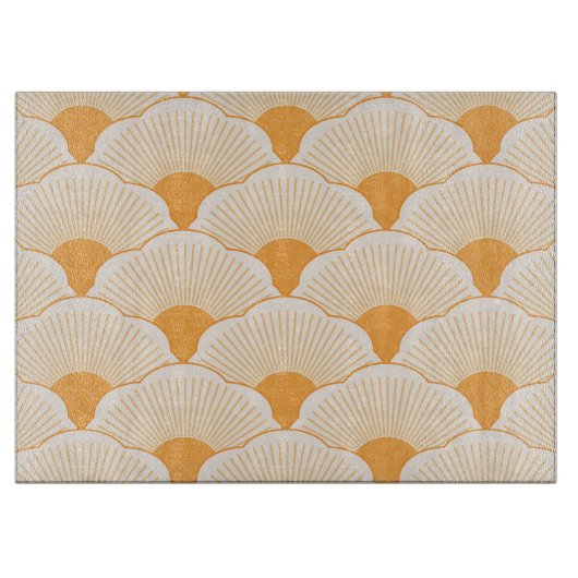 Planche À Découper Coucher de soleil, orange tonale, texture béton (Devant)