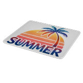 Planche À Découper Coucher de soleil rétro d'été palmier (Coin)