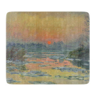 Planche À Découper Coucher de soleil sur la Seine en hiver (Claude Mo