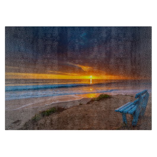 Planche À Découper Coucher de soleil sur l'océan Pacifique (Devant)